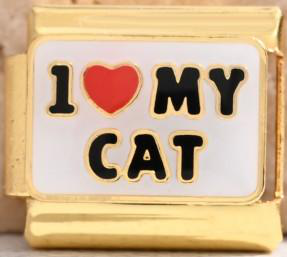 I Love My Cat Italian Charm - Gold