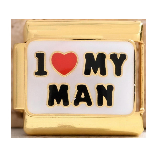 I Love My Man Italian charm in gold - Barcelona souvenir