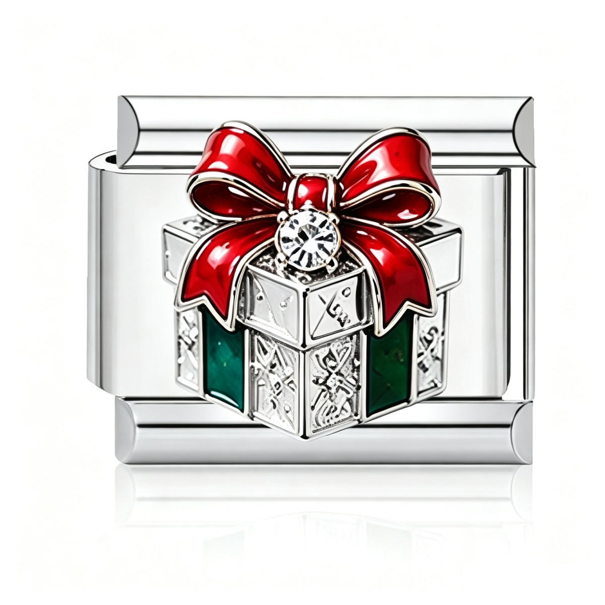 Crystal Christmas Gift Italian charm in silver - Barcelona souvenir