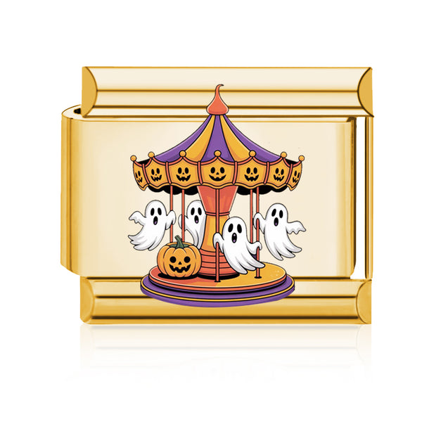 Ghost Carousel Italian charm in gold - Barcelona souvenir