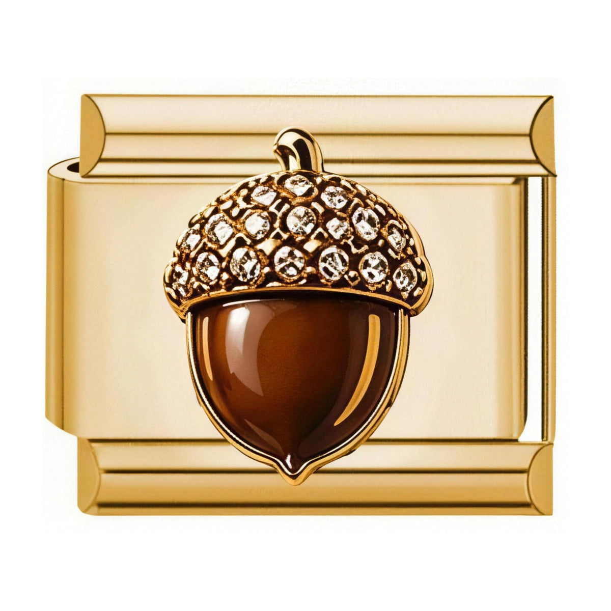 Crystal Acorn Italian charm in gold - Barcelona souvenir
