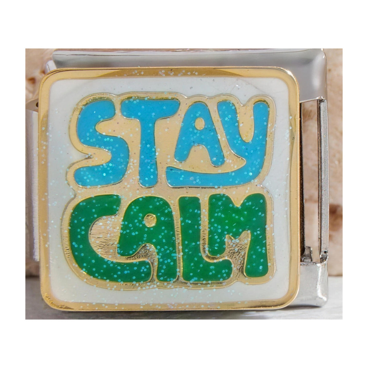 Stay Calm Italian charm in gold - Barcelona souvenir