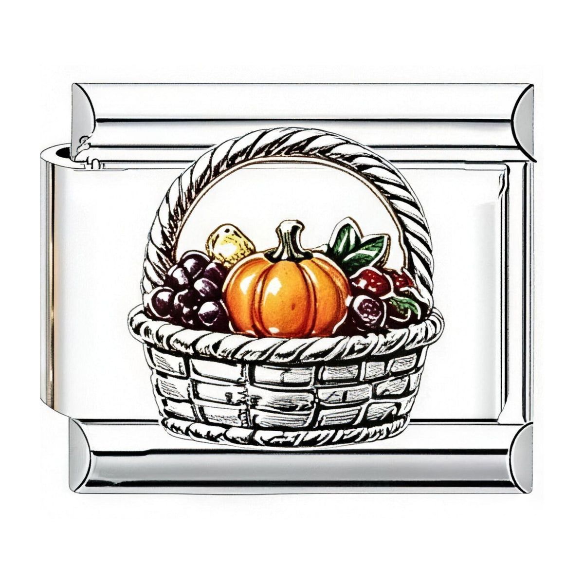 Harvest Basket Italian charm in silver - Barcelona souvenir