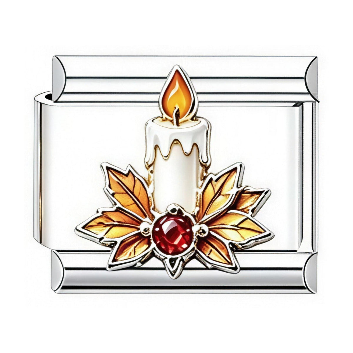 Autumn Candle Italian charm in silver - Barcelona souvenir