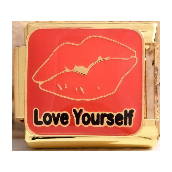 Love Yourself Lips Italian charm in gold - Barcelona souvenir