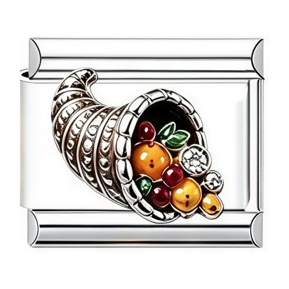 Cornucopia Italian charm in silver - Barcelona souvenir