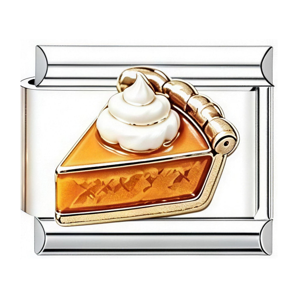 Pumpkin Pie Slice Italian charm in silver - Barcelona souvenir