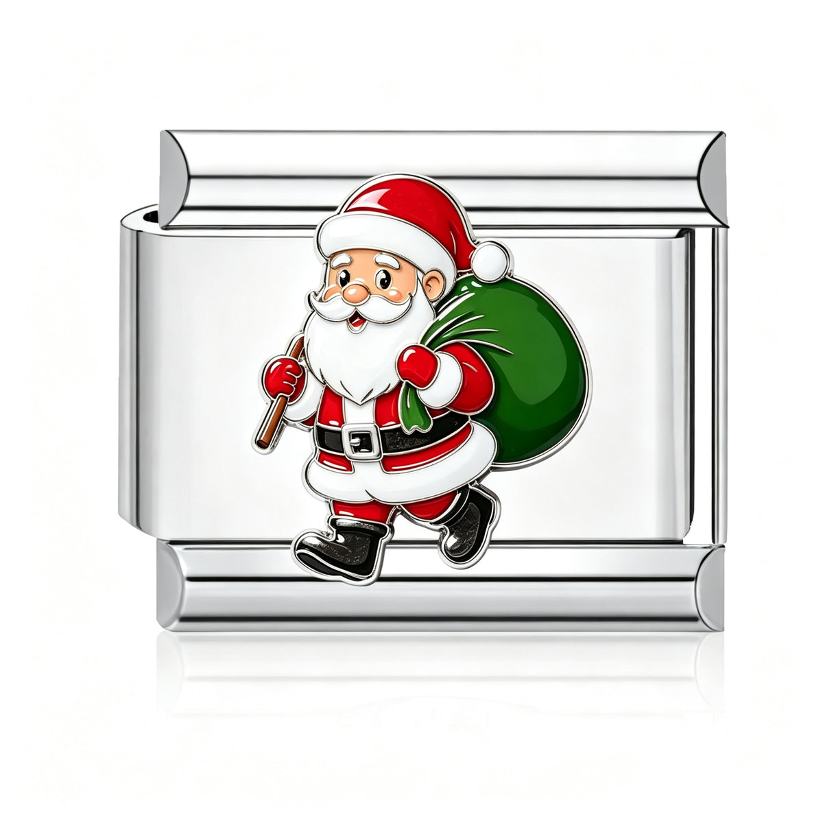 Santa with Gift Sack Italian charm in silver - Barcelona souvenir