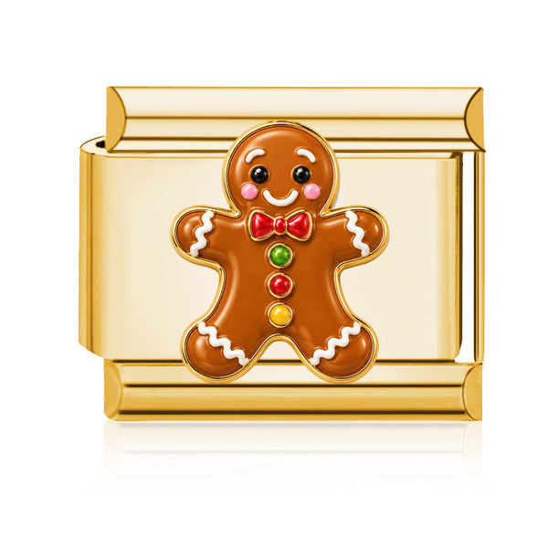 Gingerbread Man Italian charm in gold - Barcelona souvenir