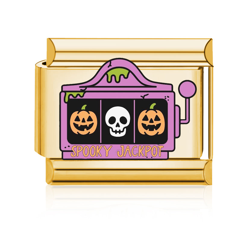 Spooky Slot Machine Italian charm in gold - Barcelona souvenir