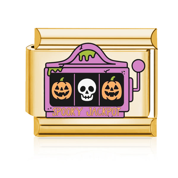 Spooky Slot Machine Italian charm in gold - Barcelona souvenir