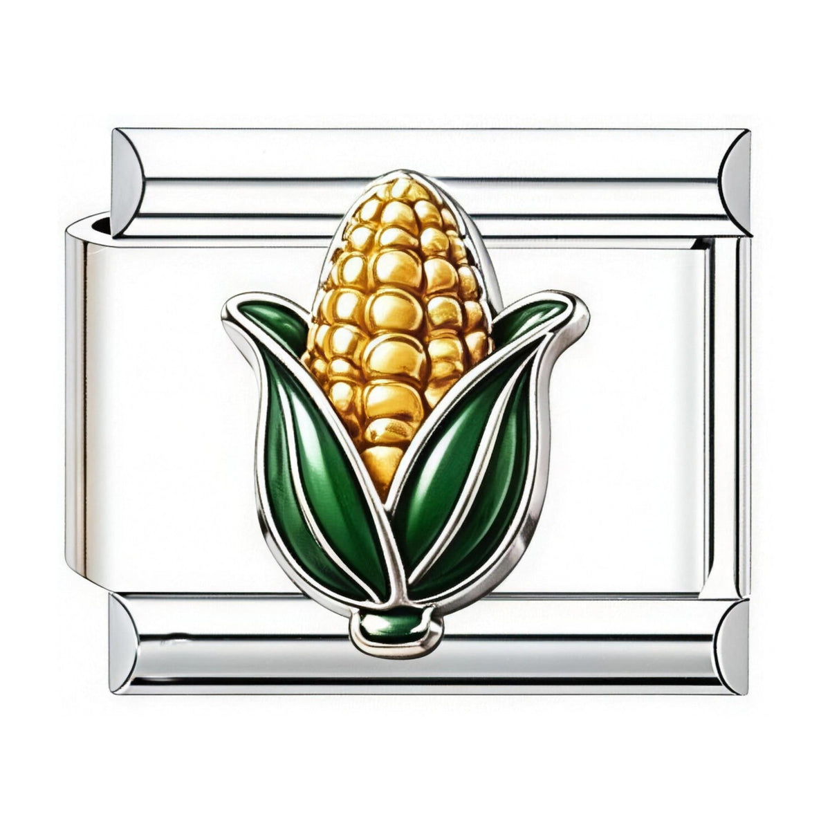 Corn Cob Italian charm in silver - Barcelona souvenir