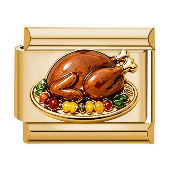 Roast Turkey Italian charm in gold - Barcelona souvenir