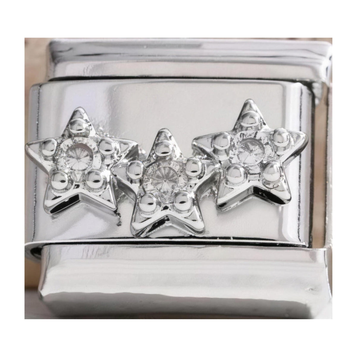Three Crystal Stars Italian charm in silver - Barcelona souvenir