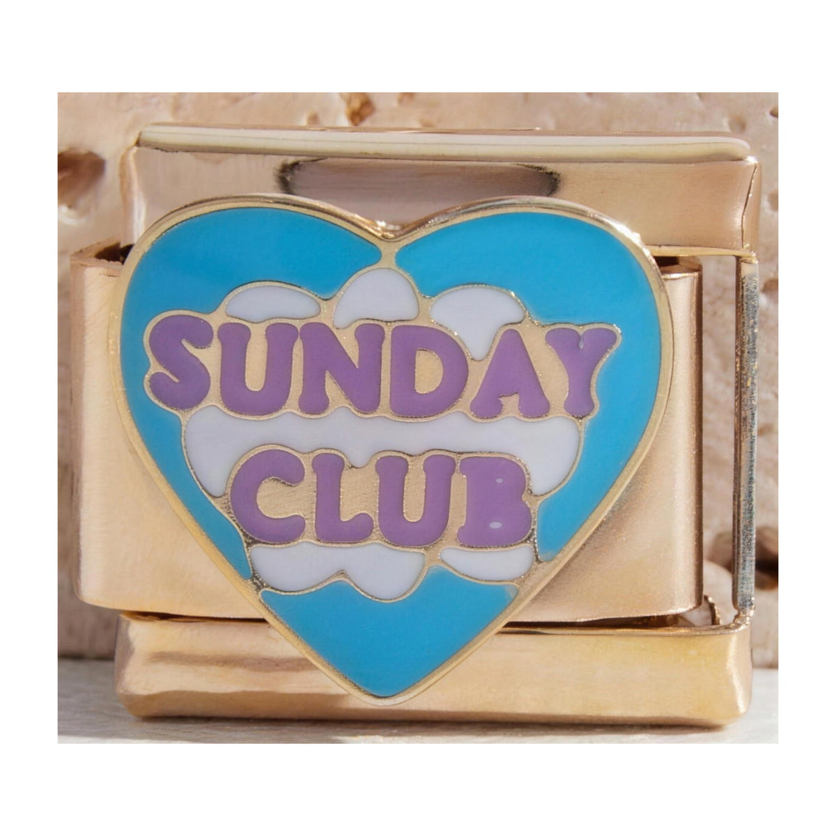 Sunday Club Heart Italian charm in gold - Barcelona souvenir