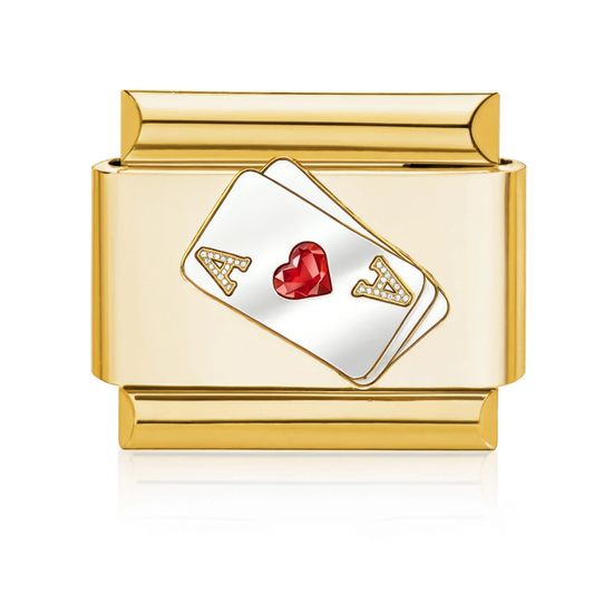 Ace of Hearts Cards Italian Charm Style A - Gold