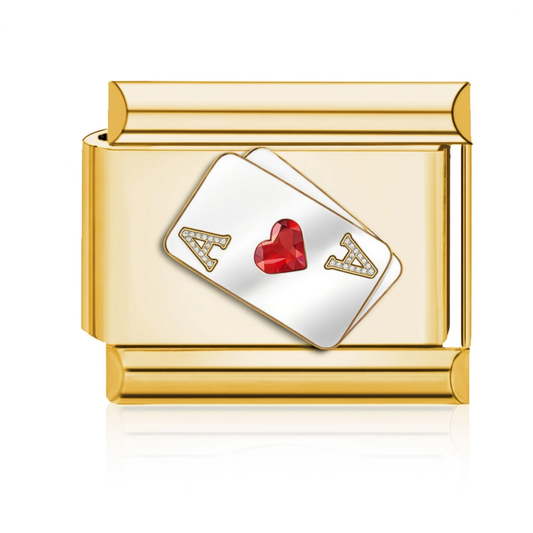 Ace of Hearts Cards Italian Charm Style B - Gold