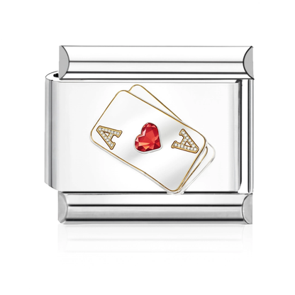 Ace of Hearts Cards Italian Charm Style A - Silver