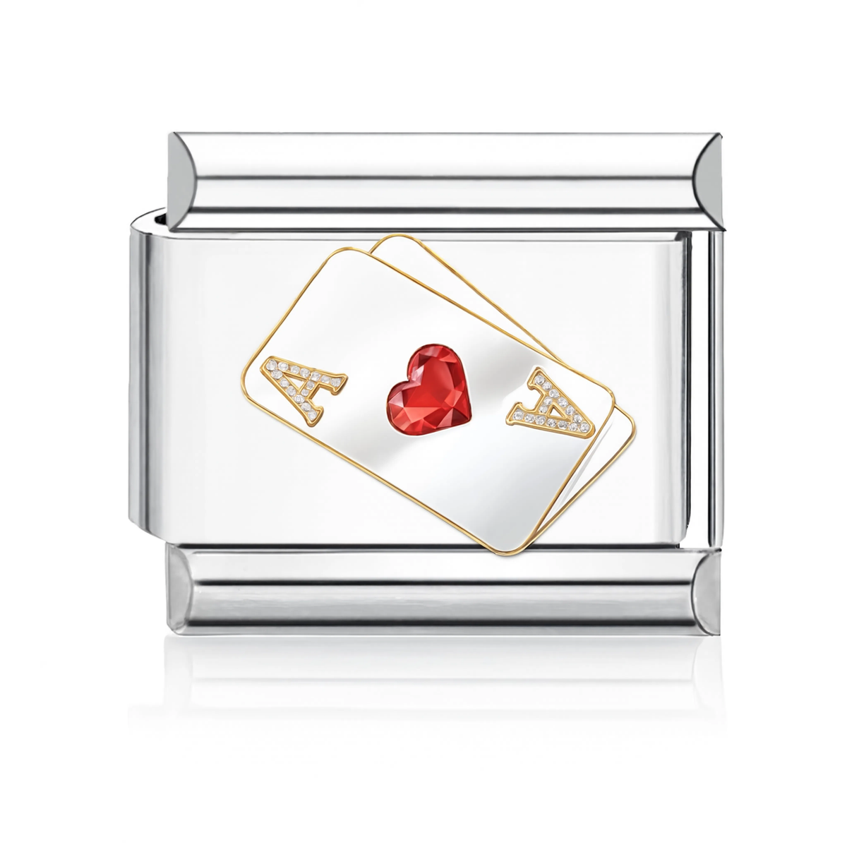 Ace of Hearts Cards Italian Charm Style B - Silver