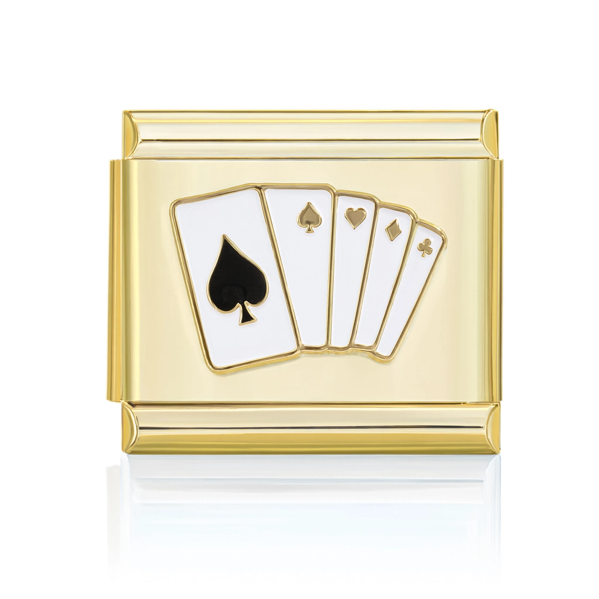 Aces Card Fan Gold Italian Charm