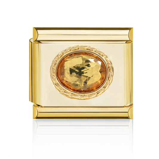Amber Oval Gem Charm Gold HD
