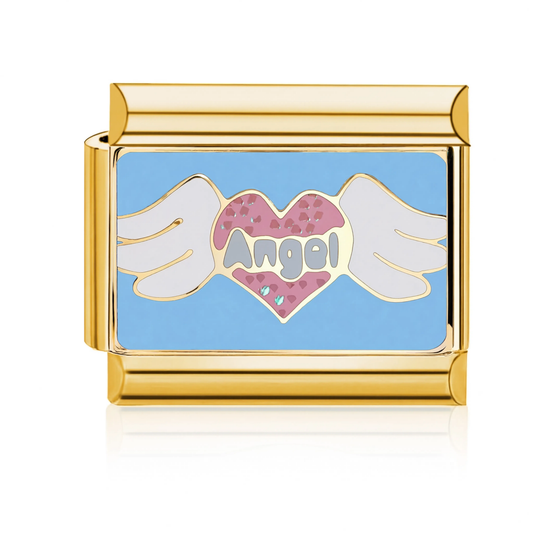 Angel Winged Heart Italian Charm - Gold