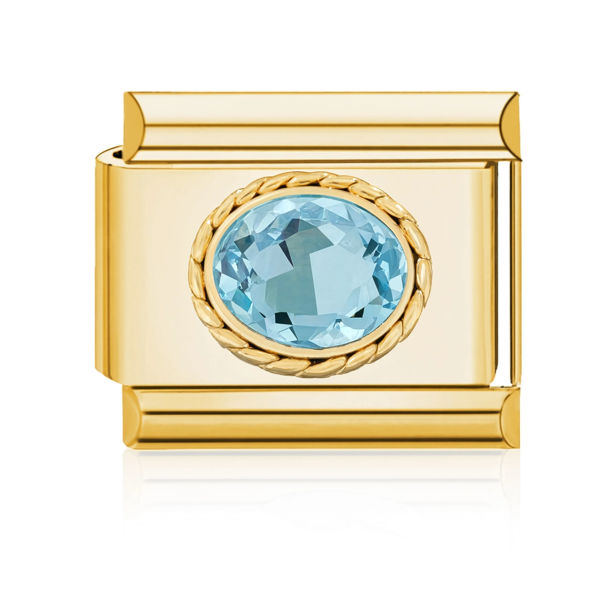 Aqua Gemstone Italian Charm Gold