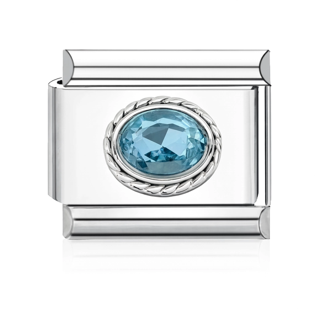 Aqua Gemstone Italian Charm Silver