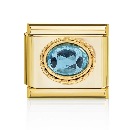 Aqua Oval Gem Charm Gold HD