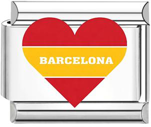 Barcelona Heart Italian Charm - Silver