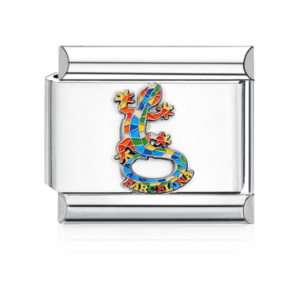 Barcelona Lizard Italian Charm - Silver