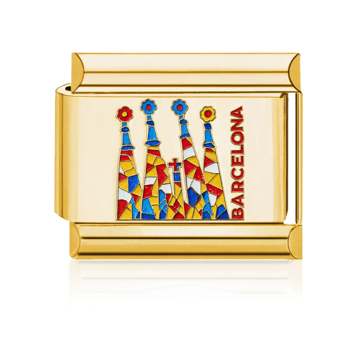 Barcelona Spires Mosaic Italian Charm - Gold