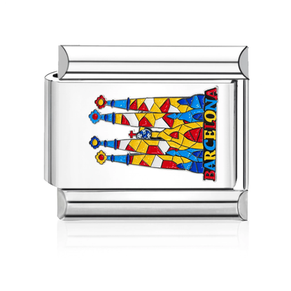 Barcelona Spires Mosaic Italian Charm - Silver