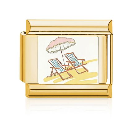 Beach Chairs Umbrella Italian Charm Gold