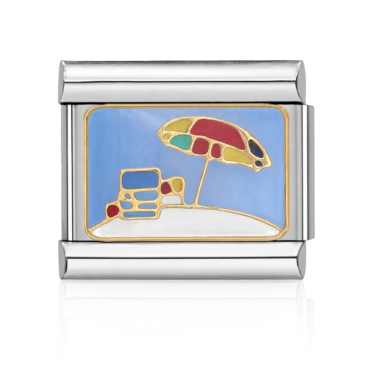 Beach Umbrella Blue-Sky Scene Italian Charm - Silver