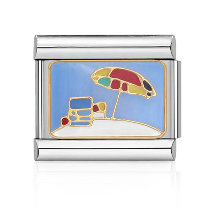Beach Umbrella Blue-Sky Scene Italian Charm - Silver