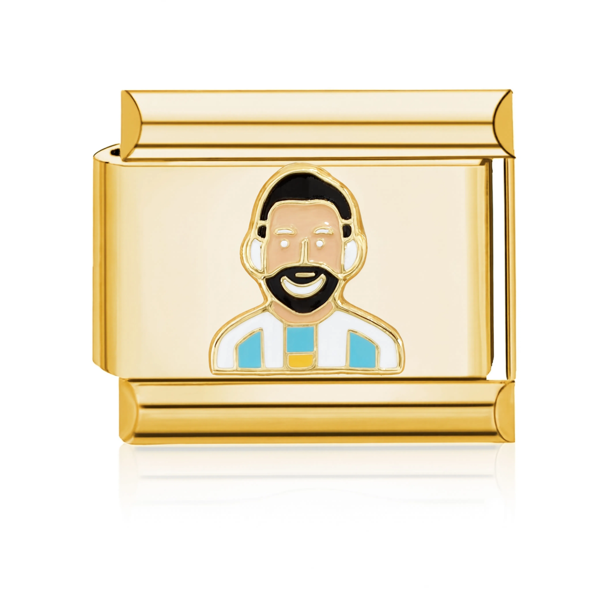 Bearded Man Smiling Italian Charm - Gold