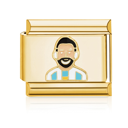 Bearded Man Smiling Italian Charm - Gold