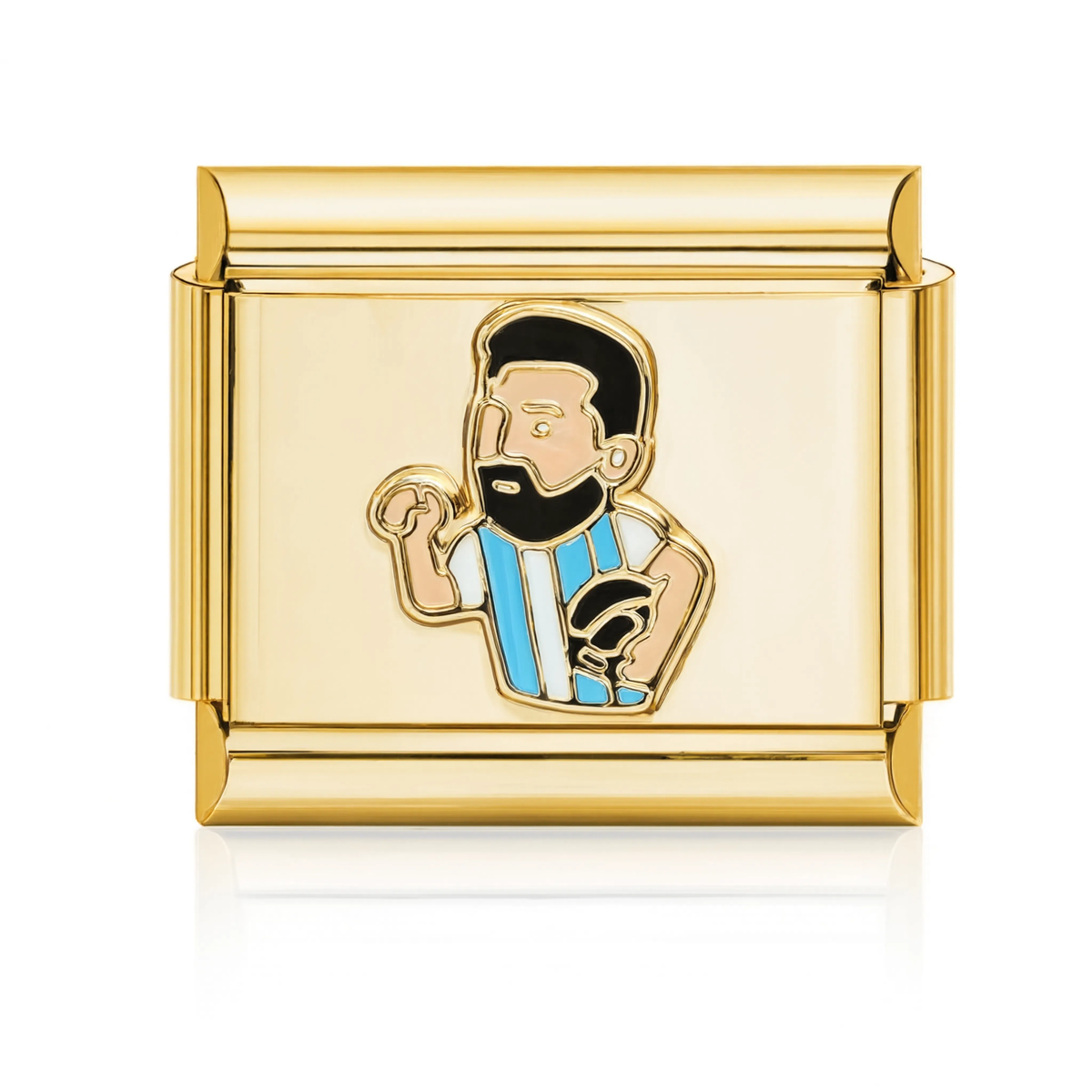 Bearded Player Half-Body Italian Charm - Gold