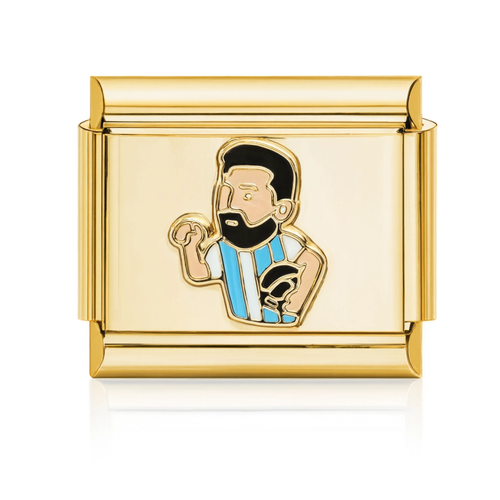 Bearded Player Half-Body Italian Charm - Gold