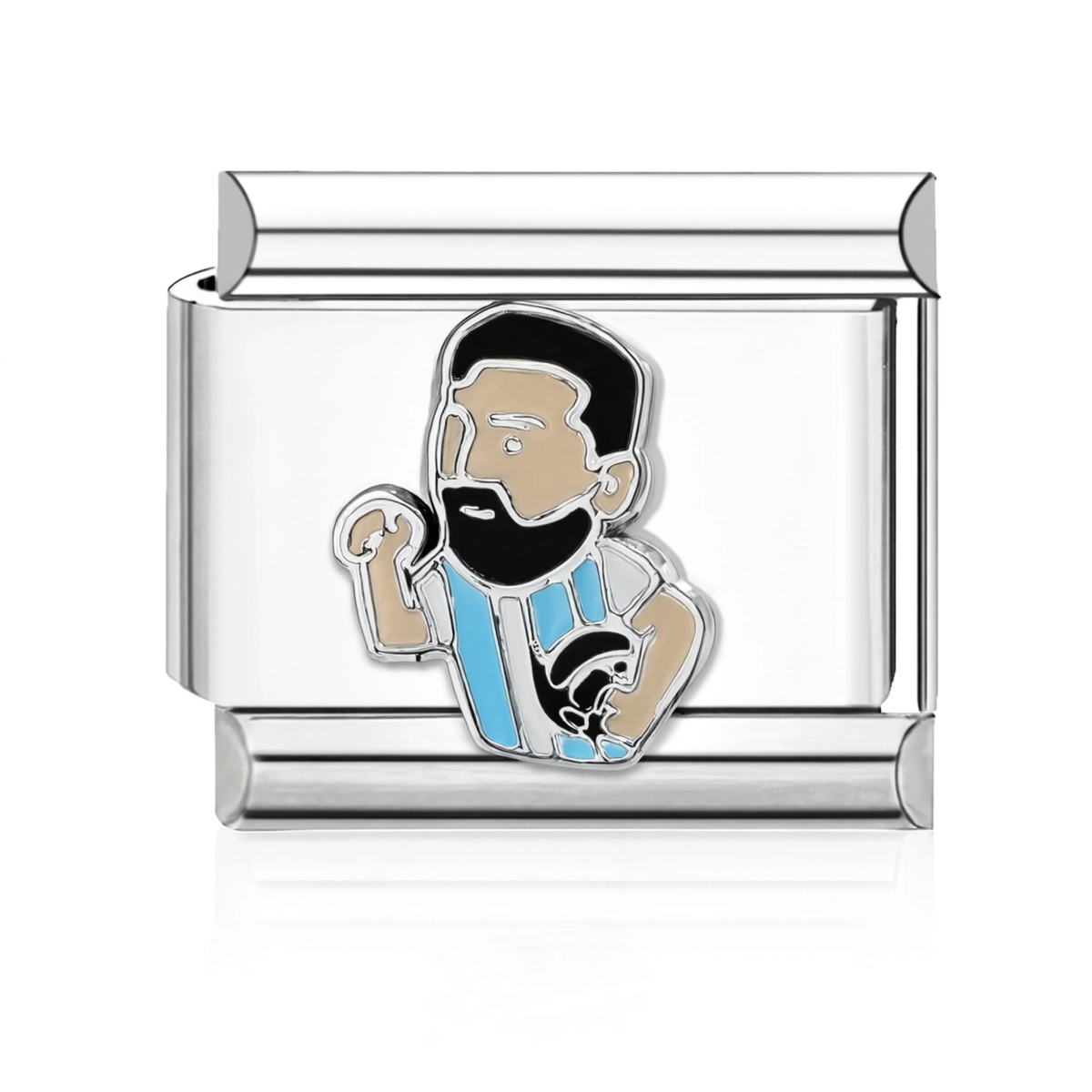Bearded Player Half-Body Italian Charm - Silver