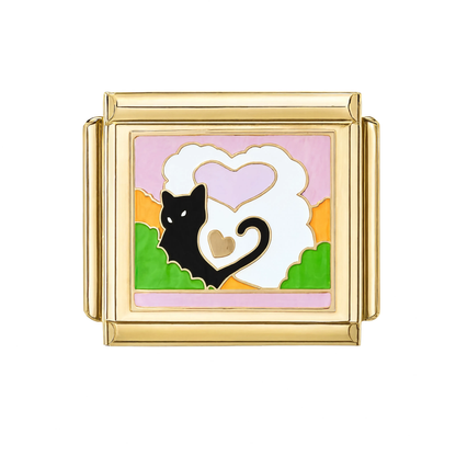Black Cat Heart Gold