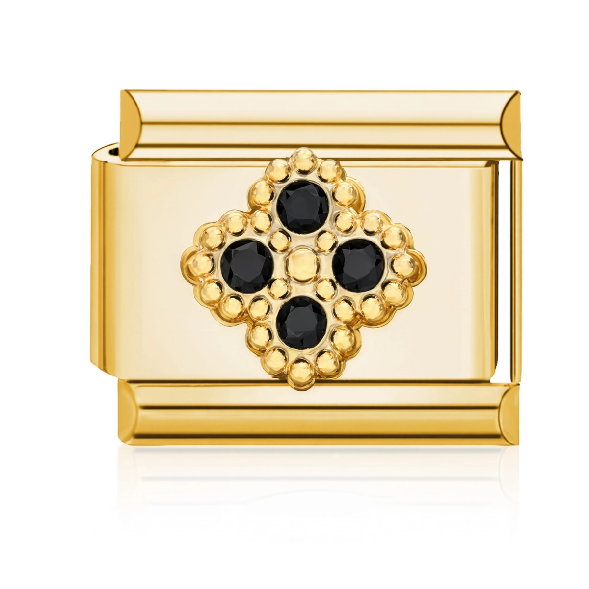 Black Crystal Cross Charm HD Gold