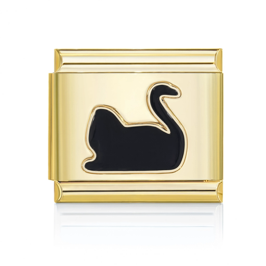 Black Swan Gold Italian Charm