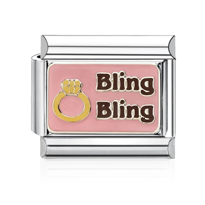 Bling Bling Ring Italian Charm - Silver