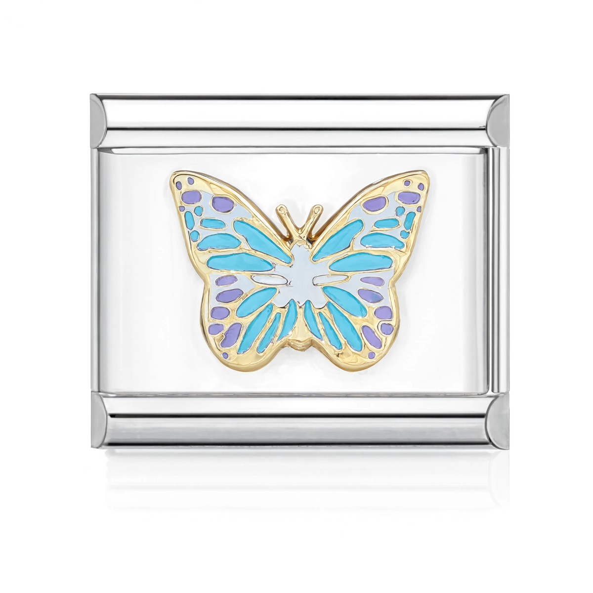 Blue Butterfly Italian Charm Silver