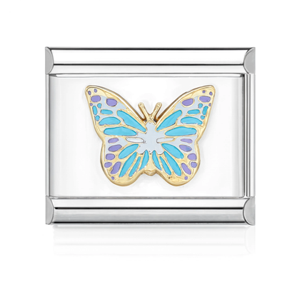 Blue Butterfly Italian Charm Silver