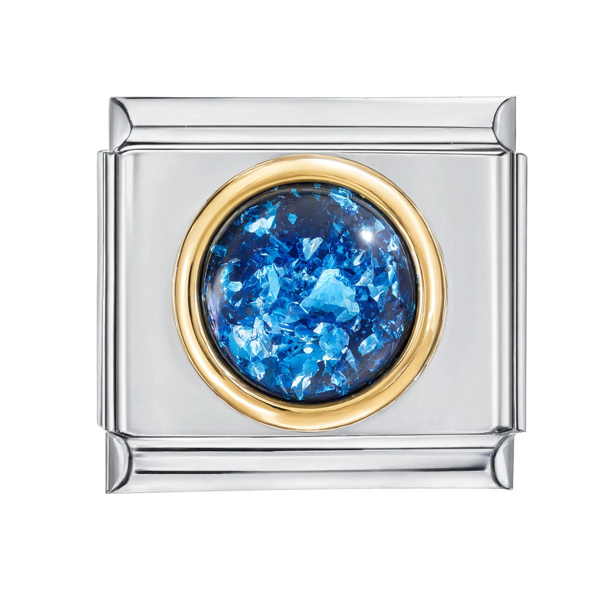 Blue Foil Dome Italian Charm