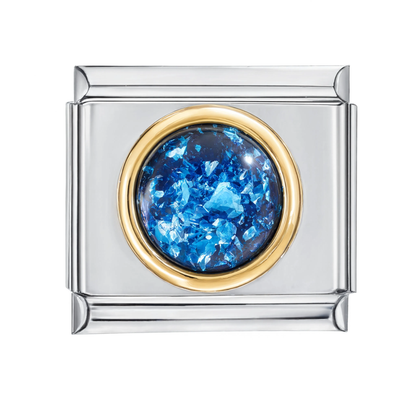 Blue Foil Dome Italian Charm