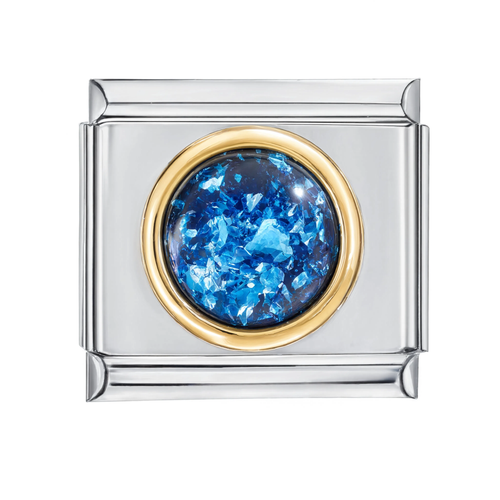 Blue Foil Dome Italian Charm
